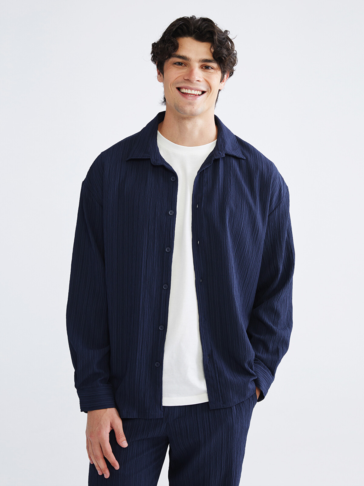 XSIDE Relaxed Fit Textured Men's Shirt - W5M189Z8-Z46 - LC Waikiki