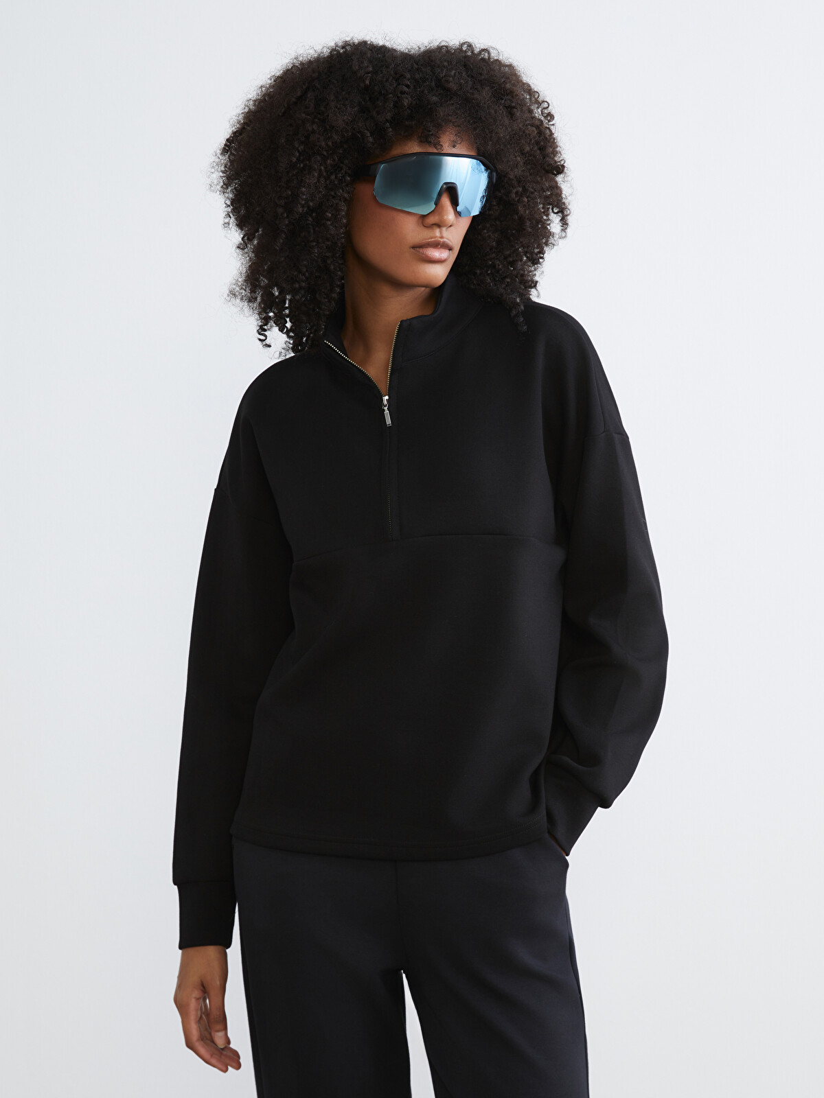 KOOR SPORT Siyah Dik Yaka Kadın Sweatshirt - W5M383Z8-CVL | LCW