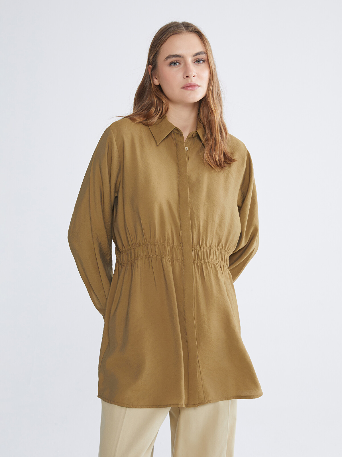 【ゆっきー0523様】 LCWAIKIKI Classic Haki Oversize Modal Karışımlı Kadın Gömlek Tunik