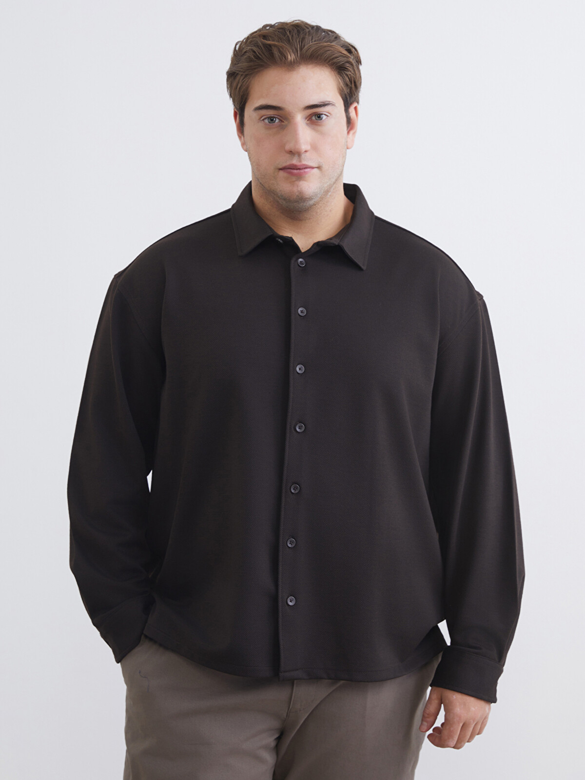 LCW Vision Big Size Regular Fit Long Sleeve Men's Shirt - W5MA11Z8