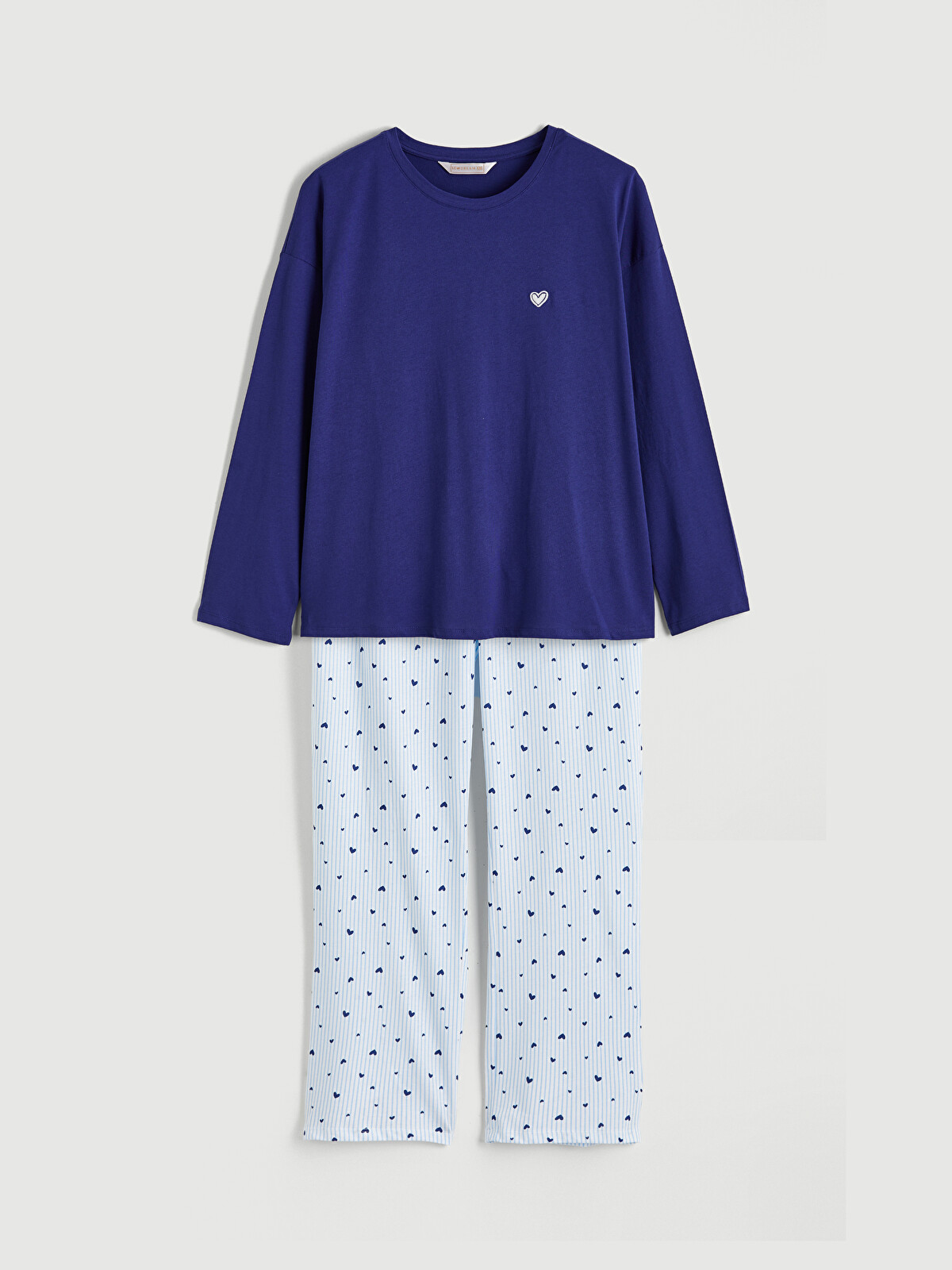 LCW DREAM Bisiklet Yaka Nakışlı Kadın Pijama Takımı - W5MF28Z8-LEN