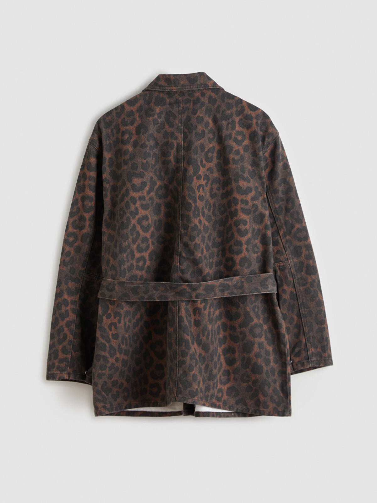 LCWAIKIKI Classic Leopard Print Sash Women's Denim Jacket