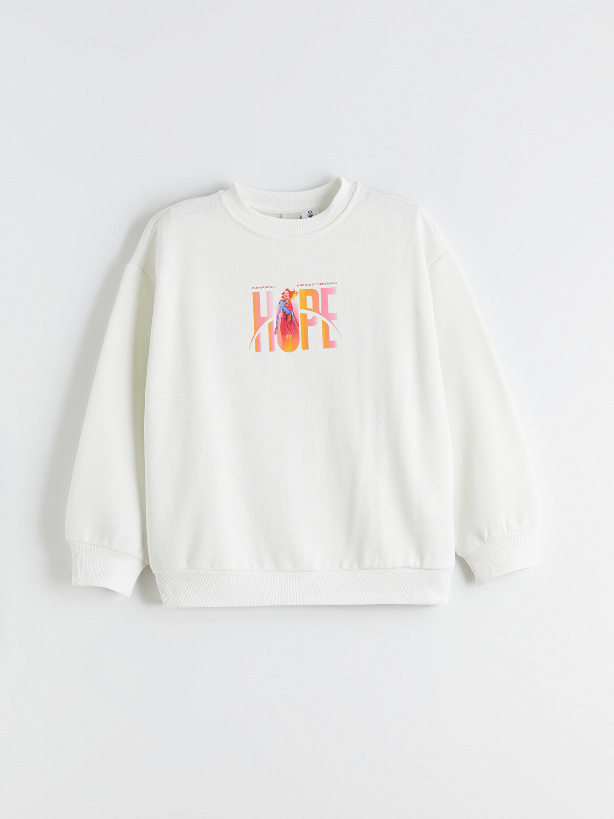 ♡　5/27 1/4 LCW Kids Bisiklet Yaka Supergirl Baskılı Kız Çocuk Sweatshirt