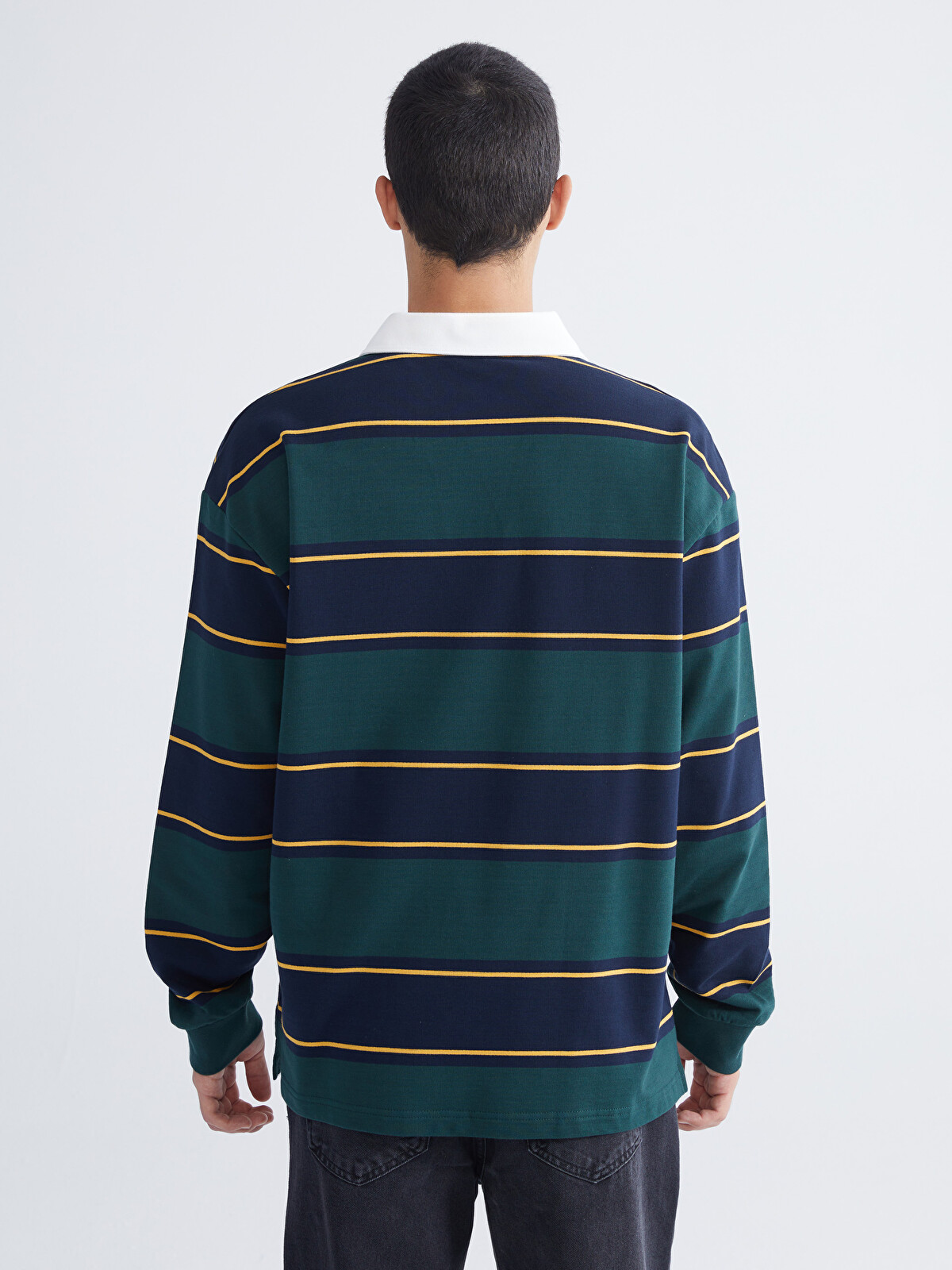 XSIDE Polo Yaka Çizgili Erkek Sweatshirt - W5MP25Z8-LFT | LC Waikiki