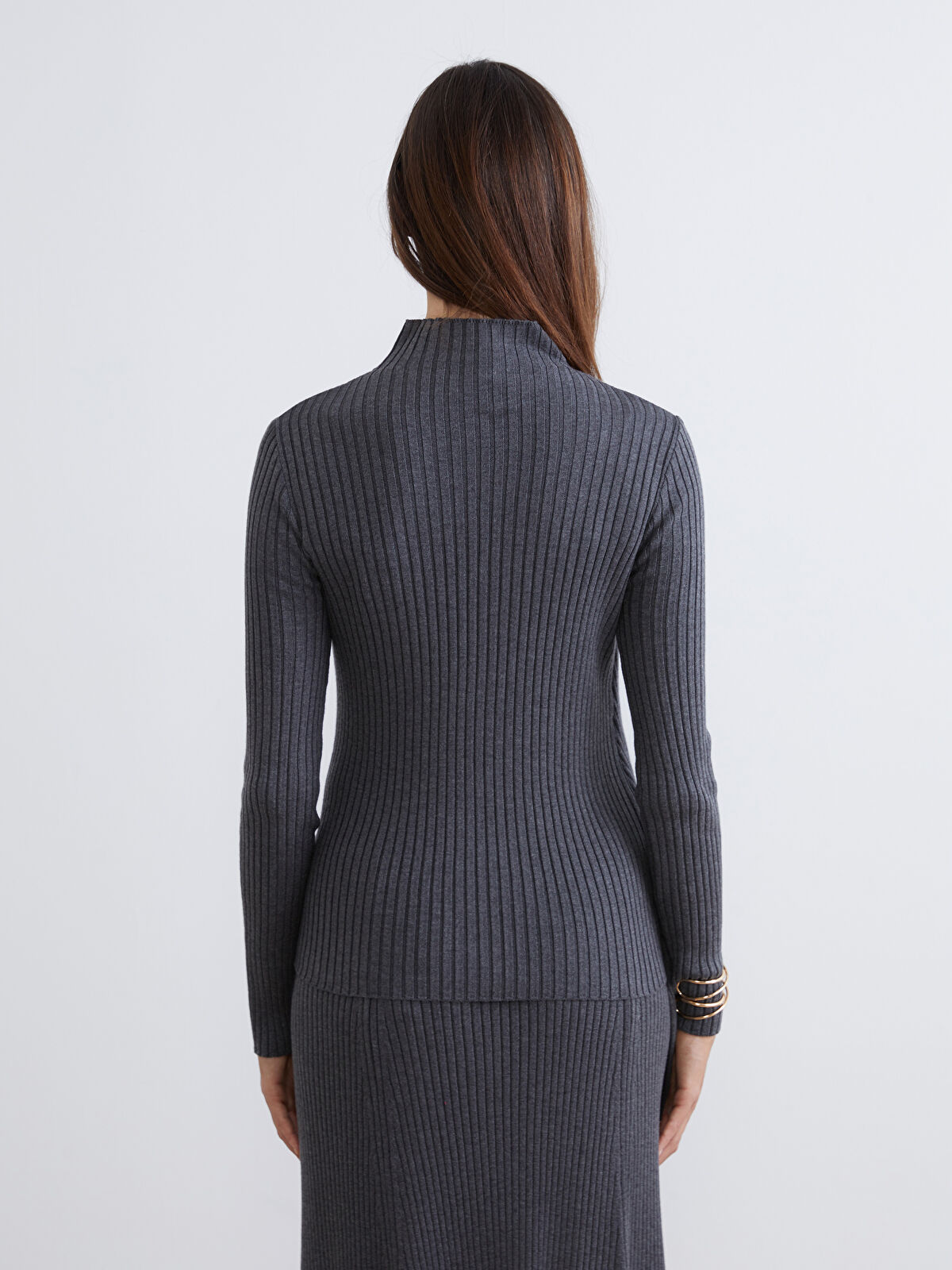 Soulife Gri Yarım Balıkçı Yaka Kadın Triko Kazak - W5MV49Z8-CT3 | LCW