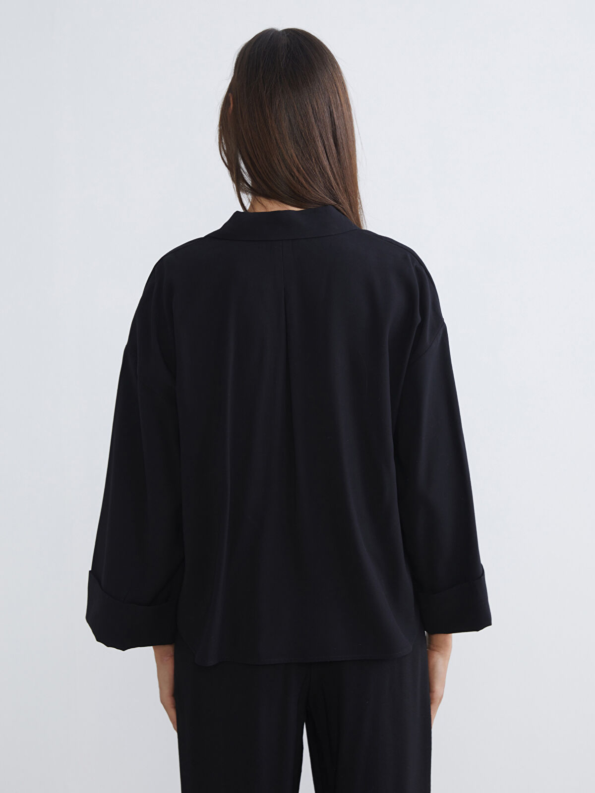 LCW Vision Siyah Oversize Kadın Gömlek - W5MY58Z8-CVL | LCW