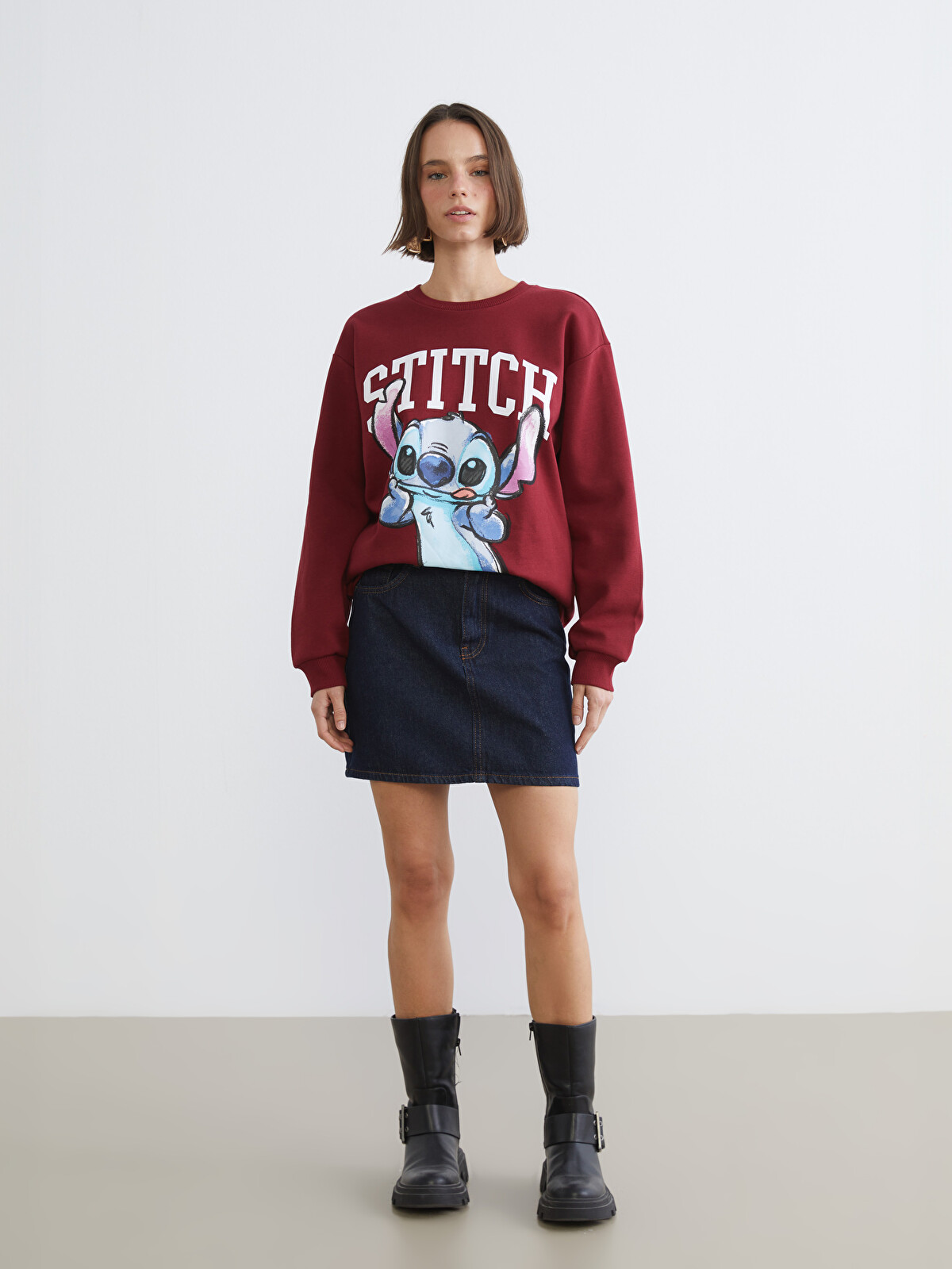 XSIDE Stitch Printed Oversize Women's Thick Sweatshirt - W5N071Z8