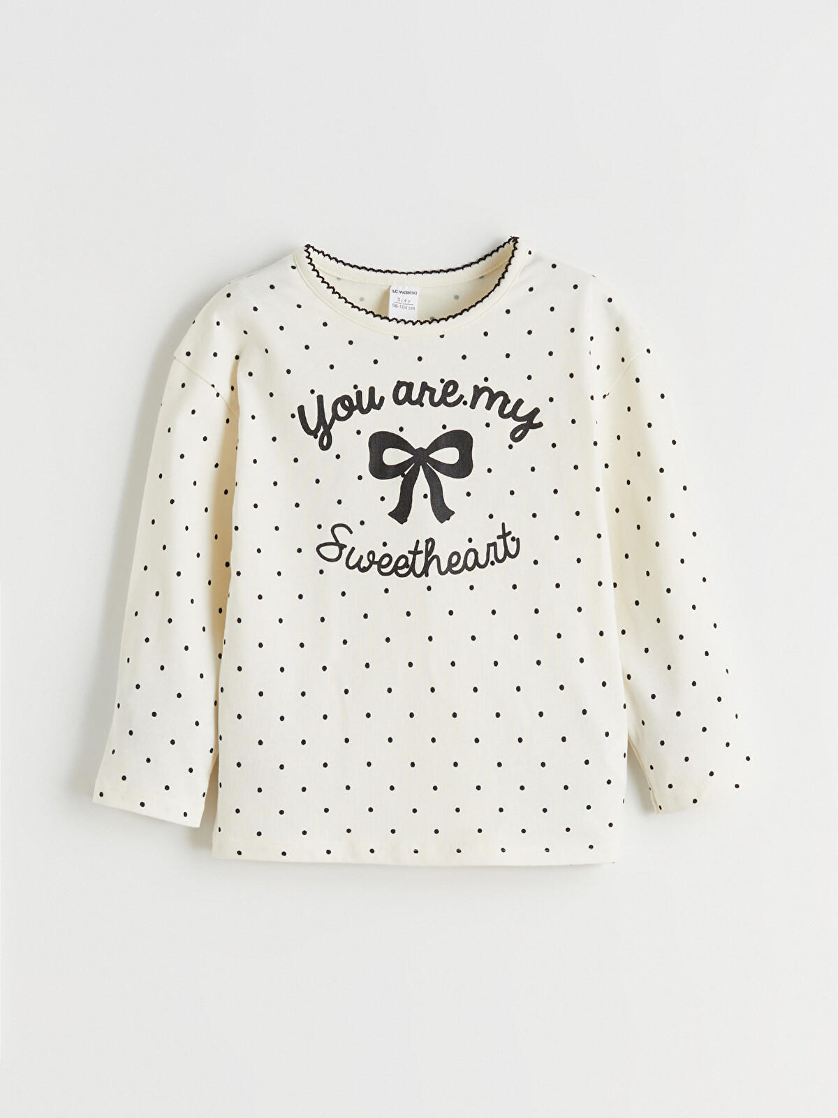 LCW Kids Crew Neck Ribbon Printed Girls' T-Shirt - W5N265Z1-LRA
