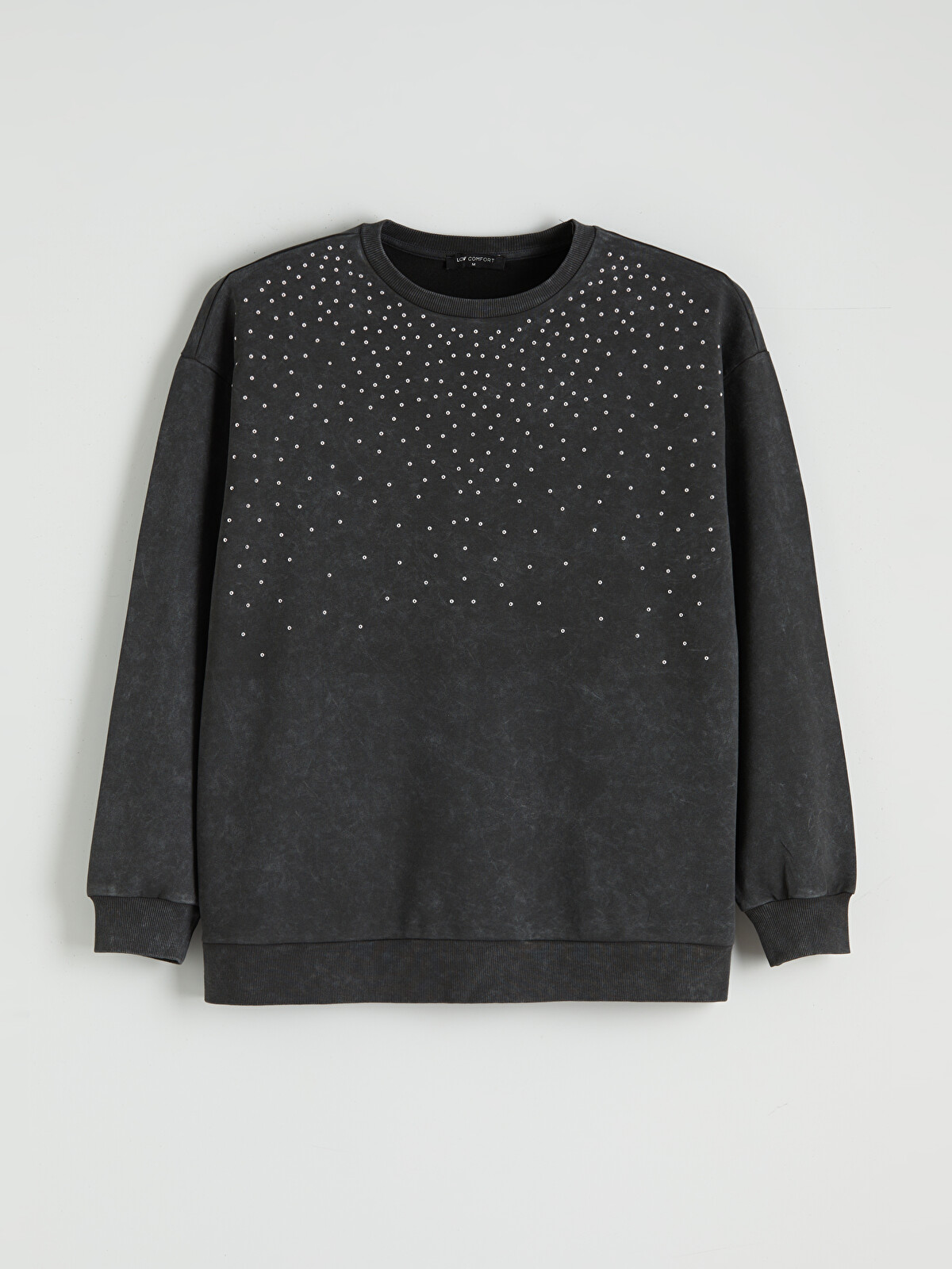 LCW Comfort Gri 2 İplik Taşlı Sweatshirt - W5N266Z8-JX7 | LCW