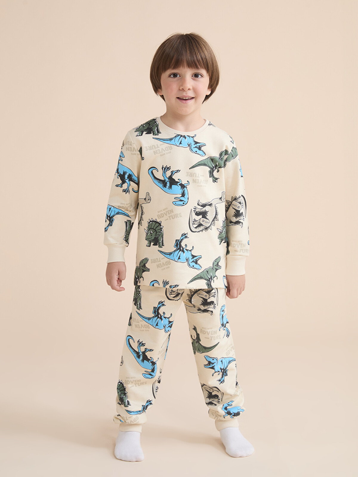 己龍セット LCW Kids Dinozor Baskılı Erkek Çocuk Pijama Takımı - W5N332Z1-LQB