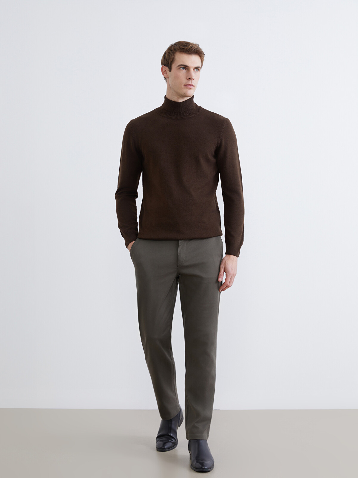 SOUTHBLUE Haki Standart Kalıp Gabardin Erkek Pantolon - W5N435Z8