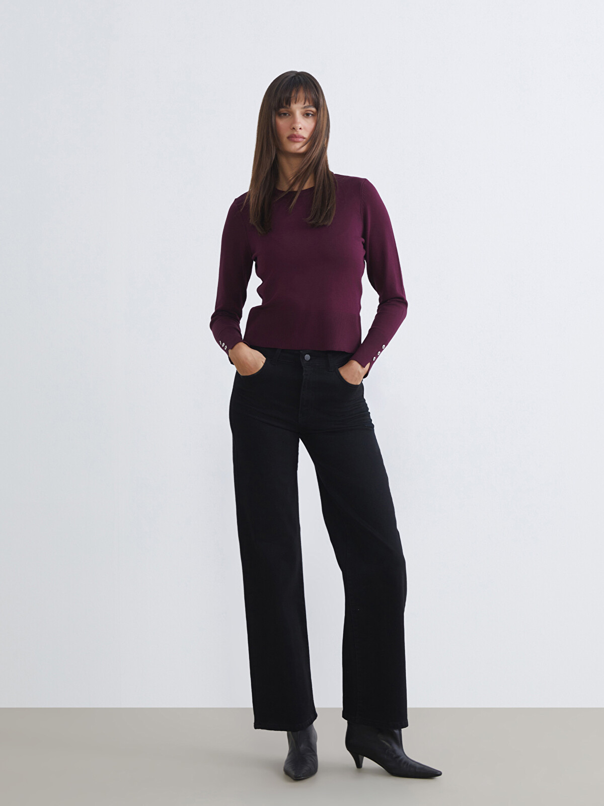 LCW Jeans Siyah Wideleg Kadın Jean Pantolon - W5N789Z8-327 | LCW