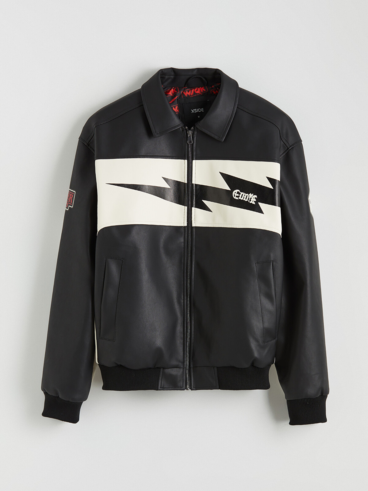 XSIDE Loose Fit Stranger Things Printed Men's Faux Leather Jacket