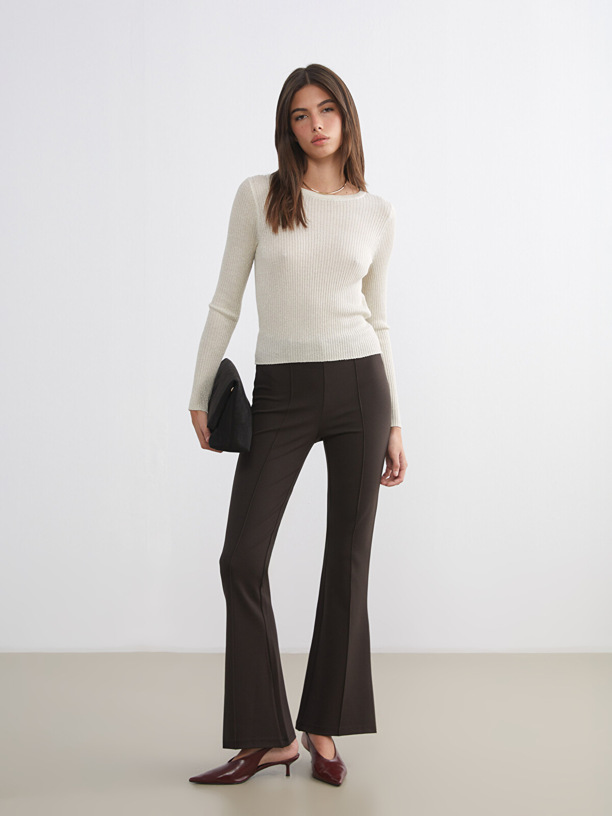 LCW Vision Extra Slim Fit Flared Women's Trousers - W5NA36Z8-Z0Z
