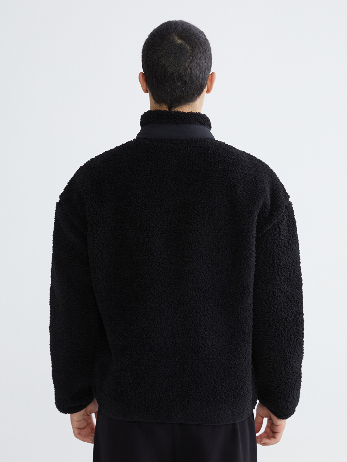 XSIDE ACTIVE Siyah Dik Yaka Pelüş Erkek Fermuarlı Sweatshirt