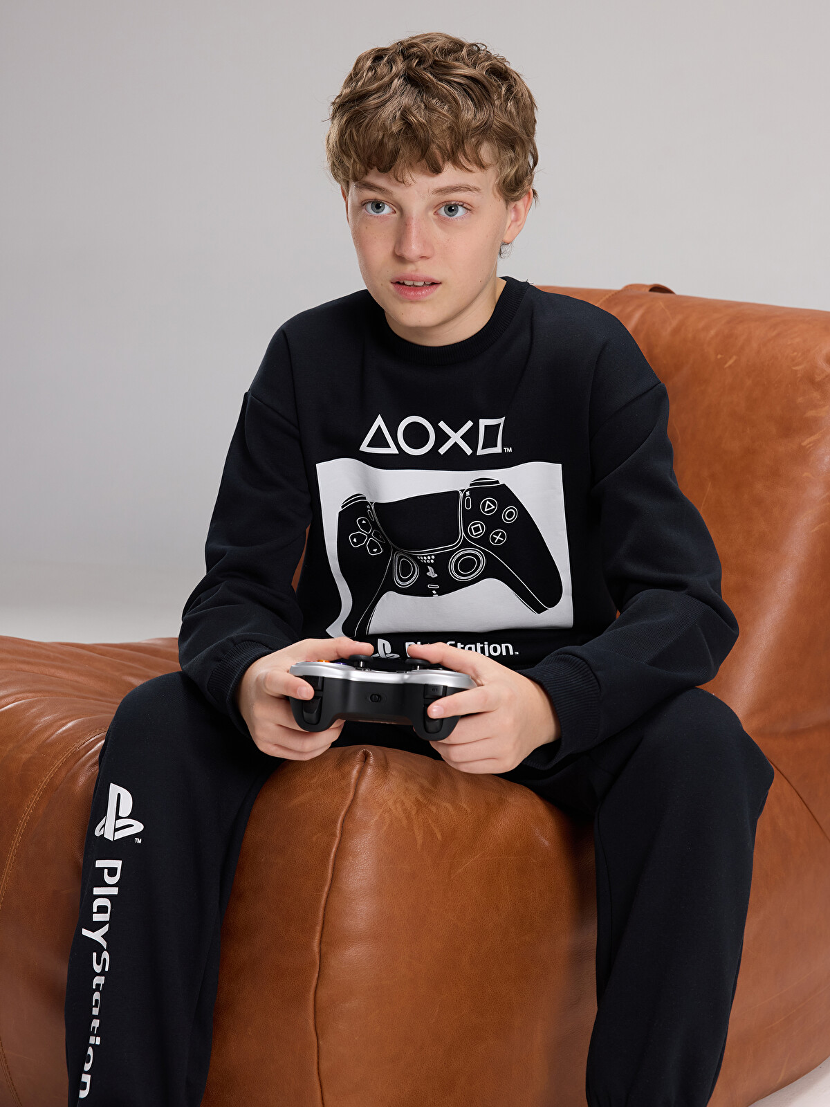 LCW Kids Antrasit Playstation Baskılı Erkek Çocuk Kalın Sweatshirt