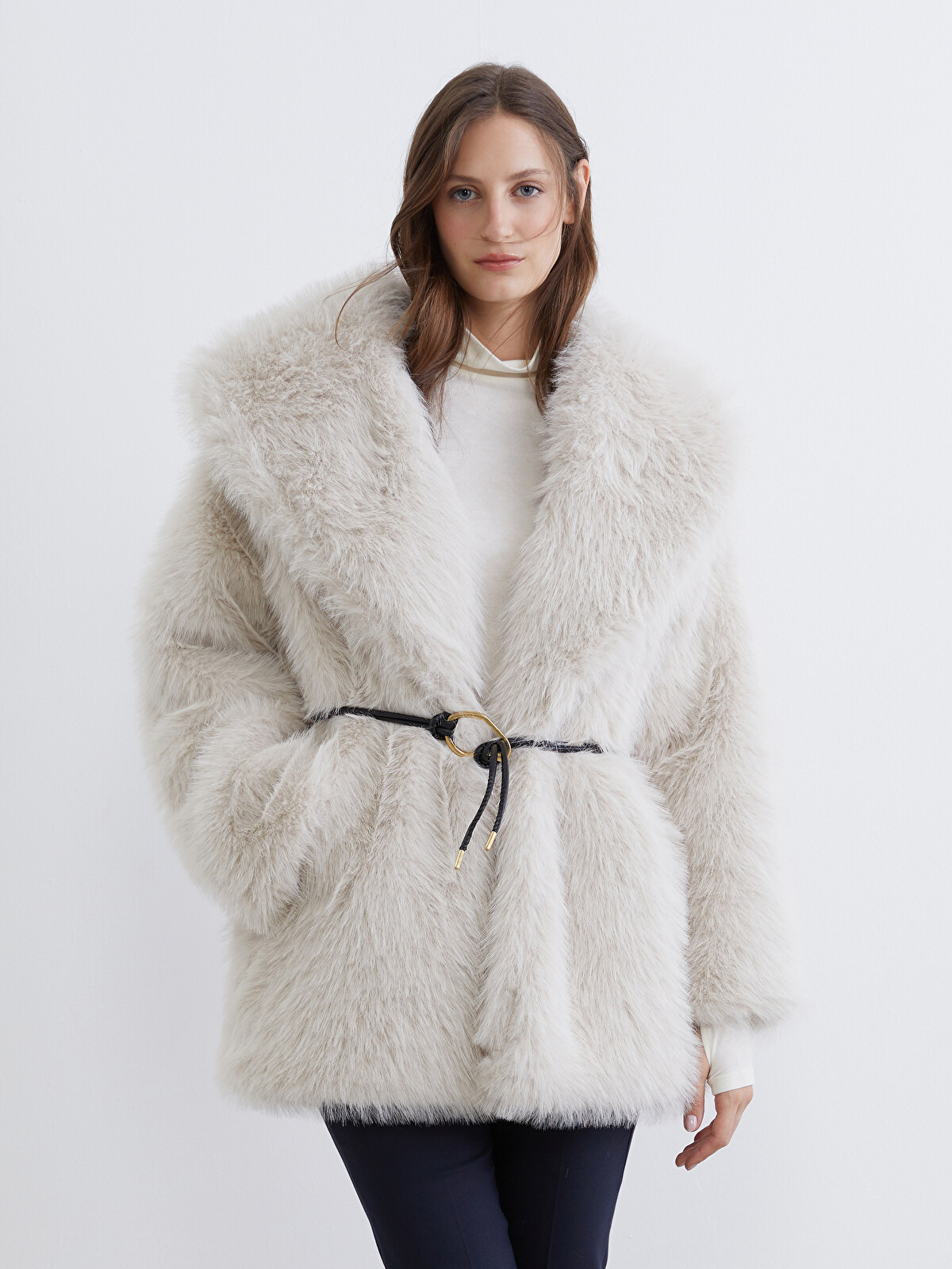 LCWAIKIKI Classic Shawl Collar Oversize Women's Fur Coat