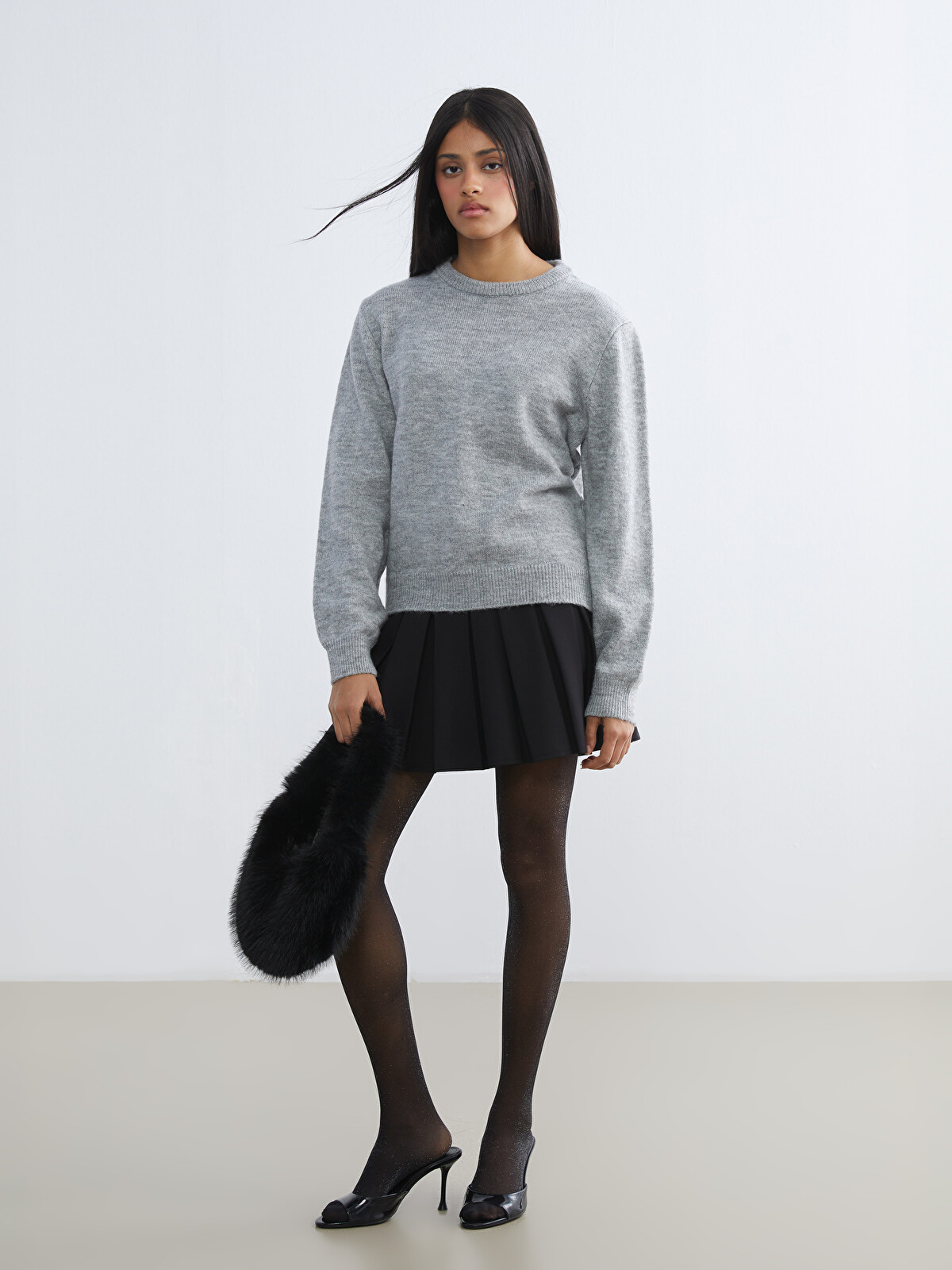 XSIDE Crew Neck Women's Knitwear Sweater - W5NO01Z8-LAL | LC Waikiki