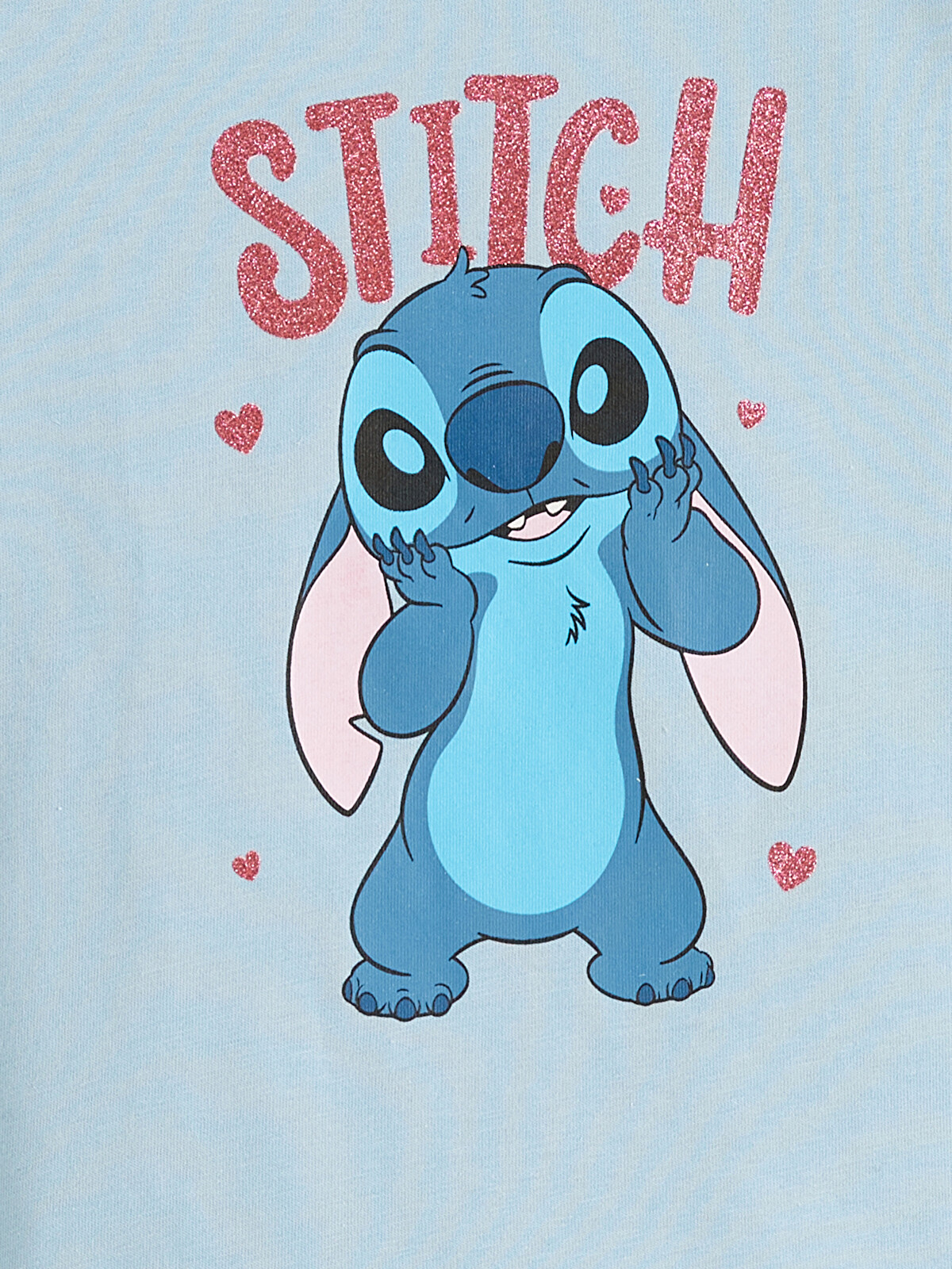 LCW Kids Mavi Bisiklet Yaka Lilo & Stitch Baskılı Kız Bebek Tişört