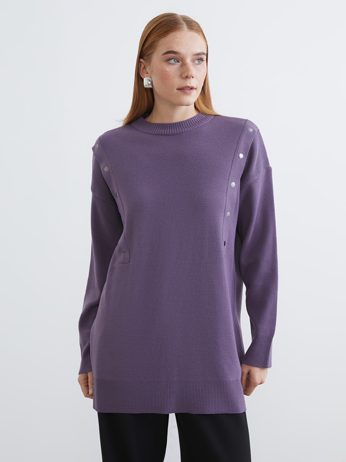 ゆきんこ LCW Modest Bisiklet Yaka Kadın Triko Tunik - W5NR05Z8-H8N | LC Waikiki