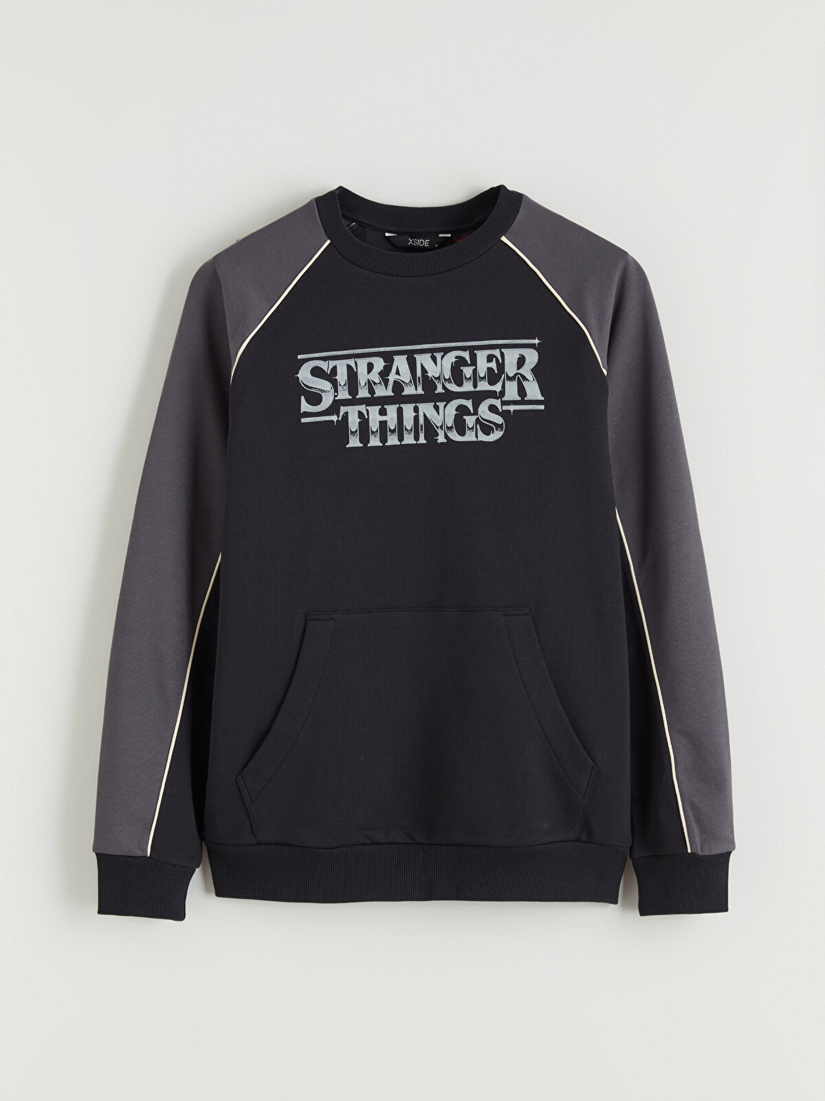 XSIDE Antrasit Bisiklet Yaka Stranger Things Lisanslı Erkek Kalın