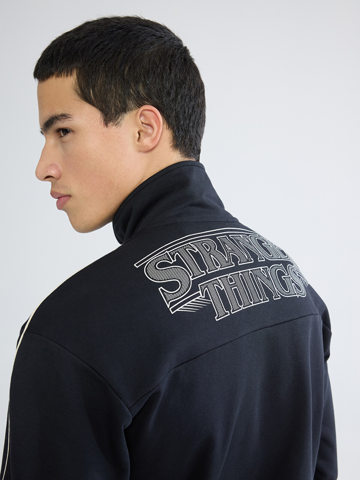XSIDE Dik Yaka Baskılı Erkek Kalın Sweatshirt - W5NV02Z8-HNX | LC