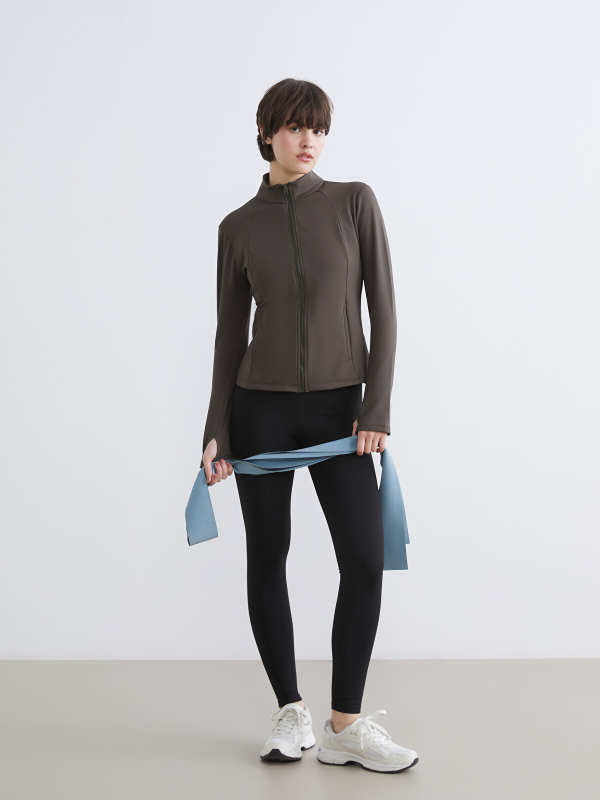 KOOR SPORT Mock Neck Women's Zip-Up Sweatshirt with Finger Hole