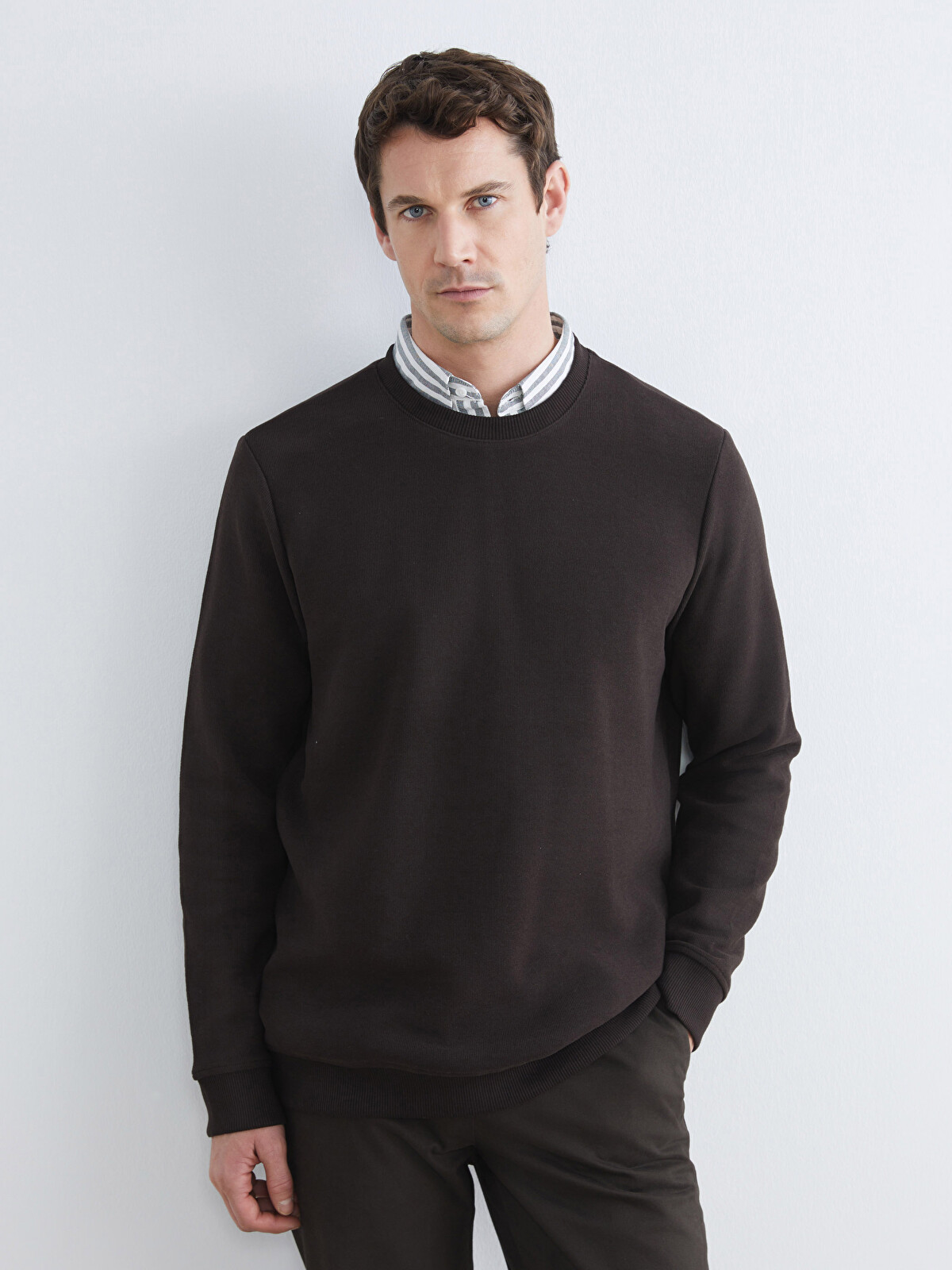 SOUTHBLUE Kahverengi Bisiklet Yaka Erkek Sweatshirt - W5O557Z8-J0V