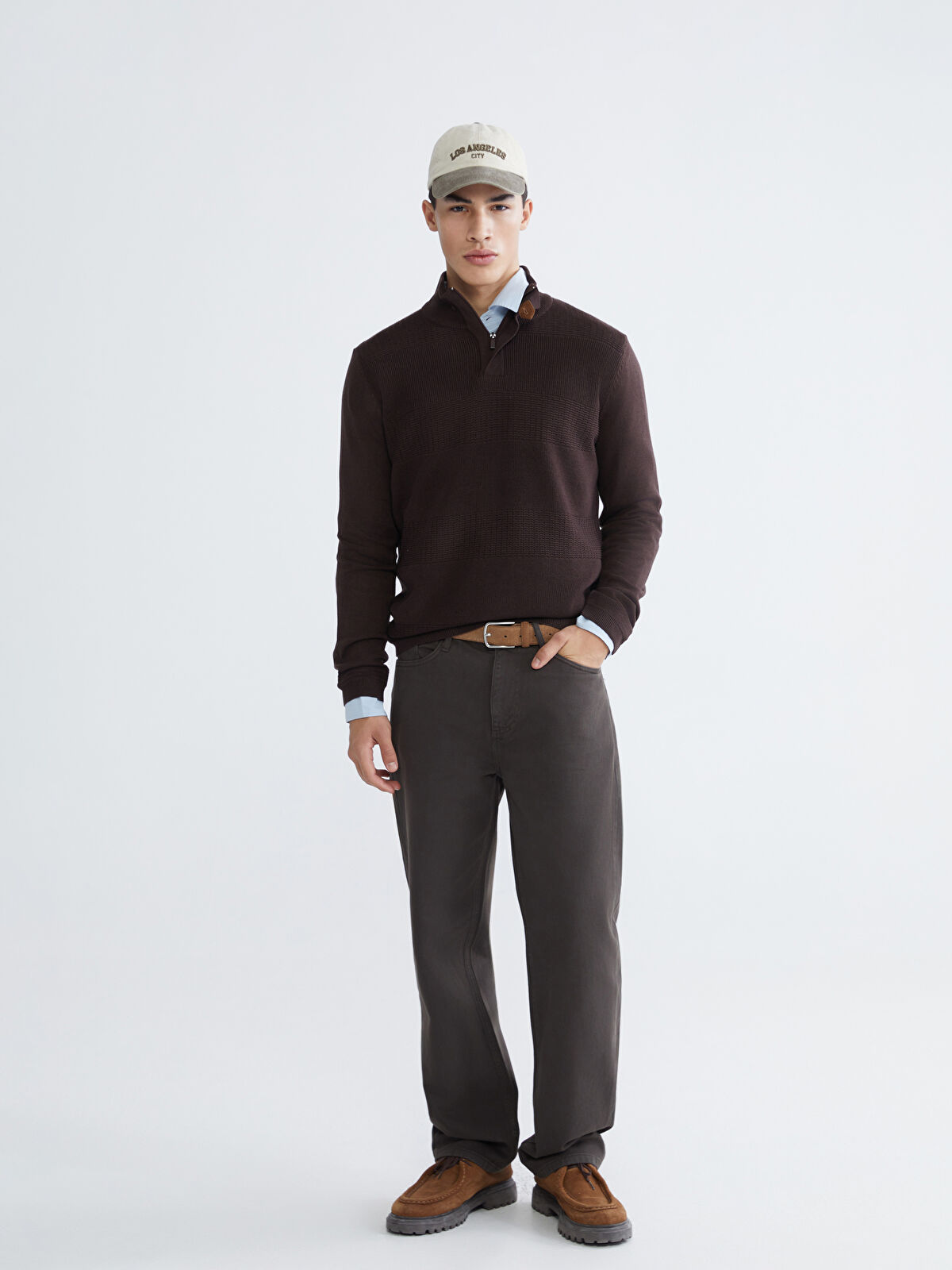 XSIDE Kahverengi Standart Kalıp Gabardin Erkek Pantolon - W5O605Z8