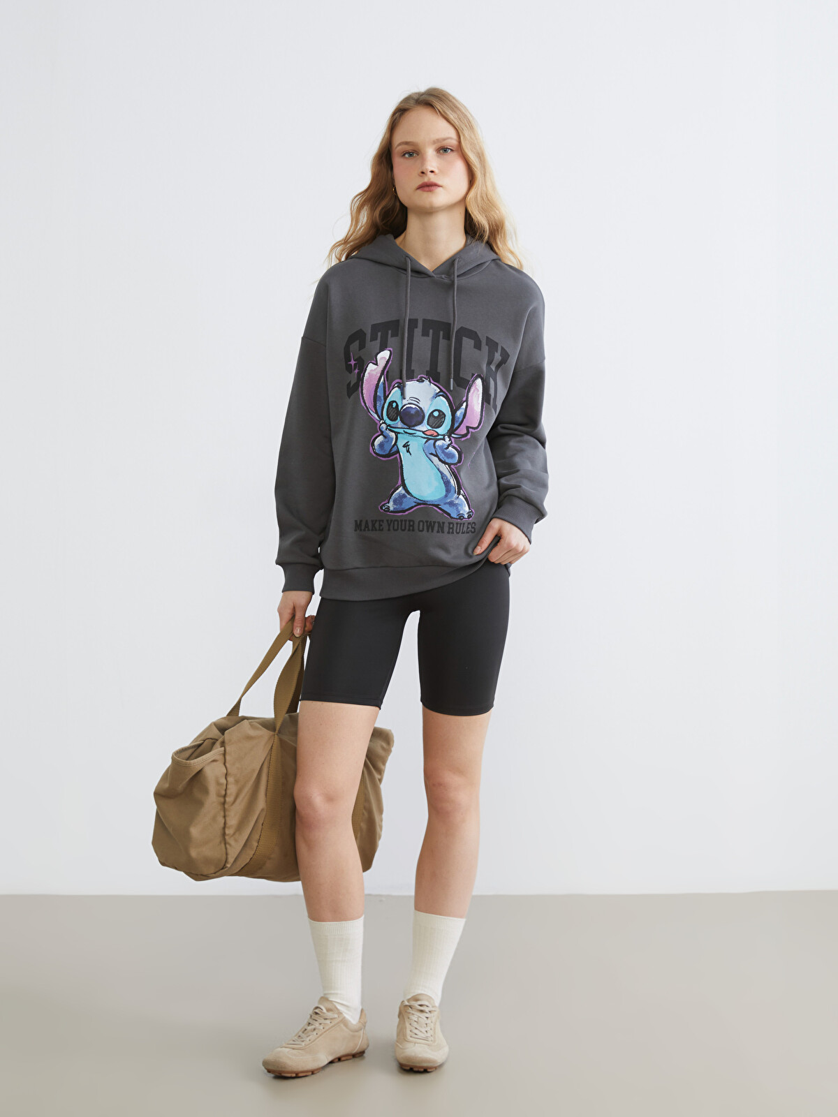 XSIDE Stitch Printed Oversize Women's Thick Hoodie - W5OD51Z8-VDL
