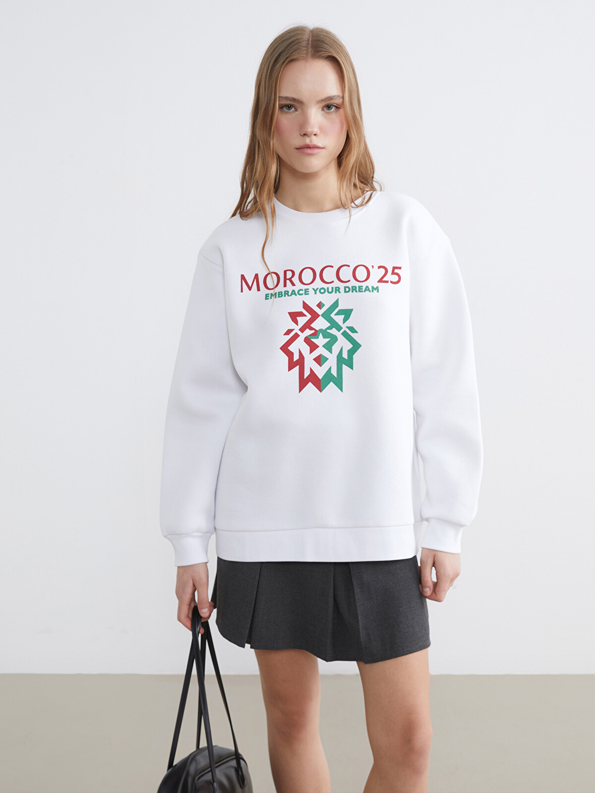 XSIDE Morocco Baskılı Oversize Kadın Kalın Sweatshirt - W5OD71Z8