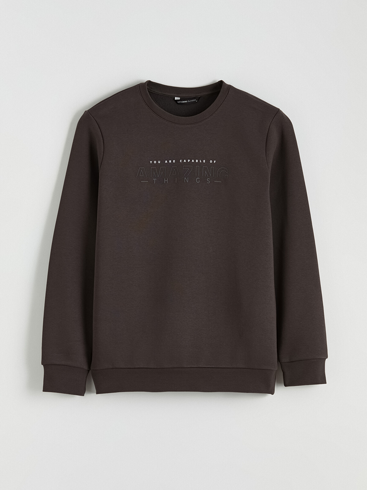LCWAIKIKI Classic Crew Neck Printed Men's Thick Sweatshirt