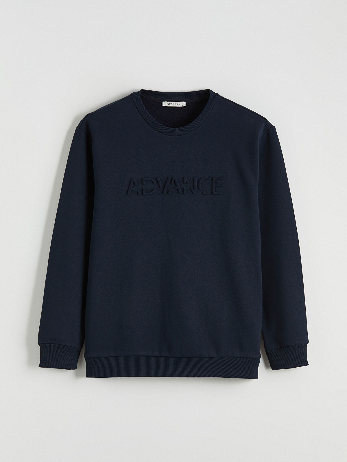 LCW Vision Lacivert Bisiklet Yaka Baskılı Erkek Sweatshirt