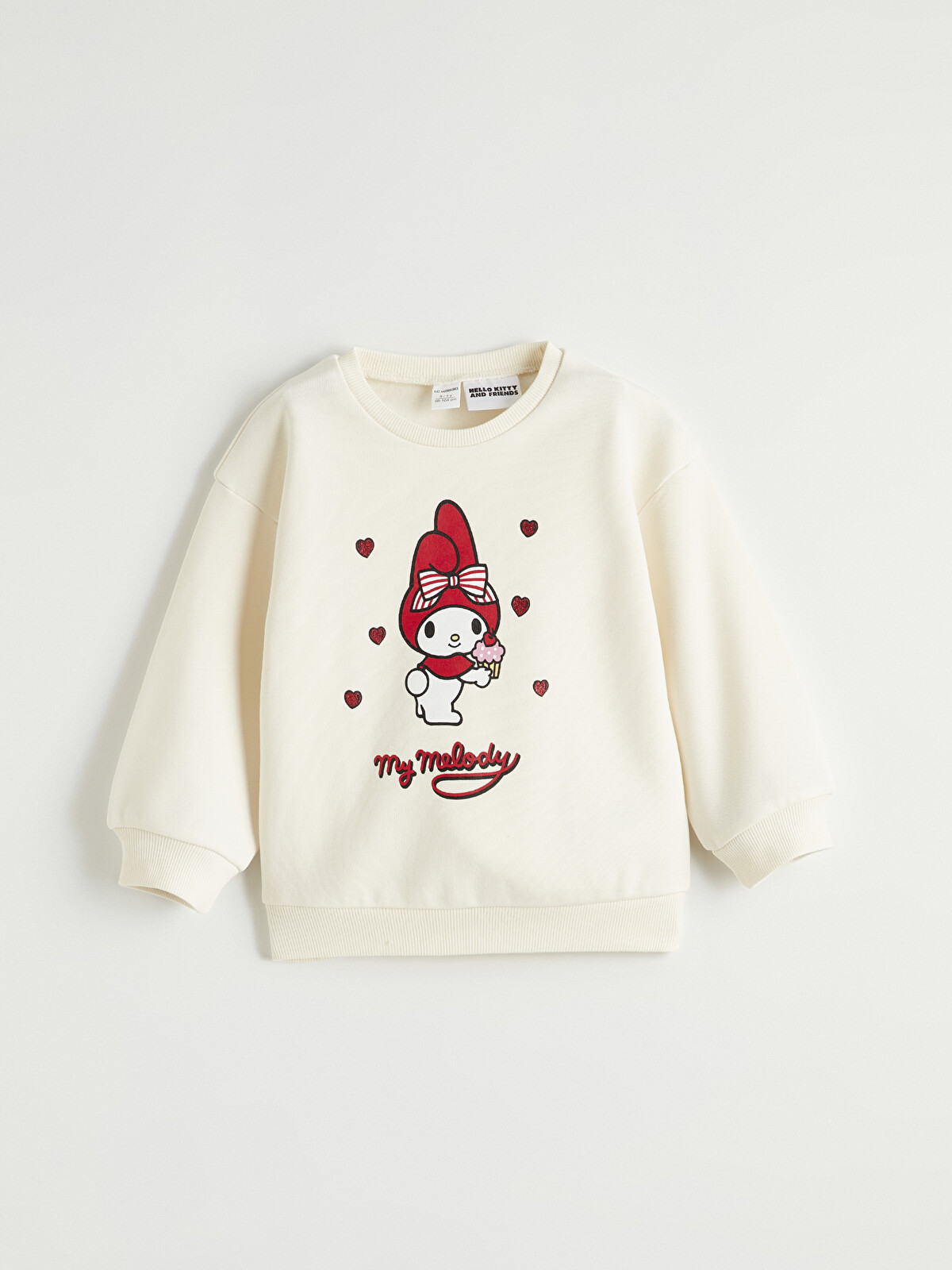 LCW Kids Ekru My Melody Baskılı Kız Çocuk Kalın Sweatshirt