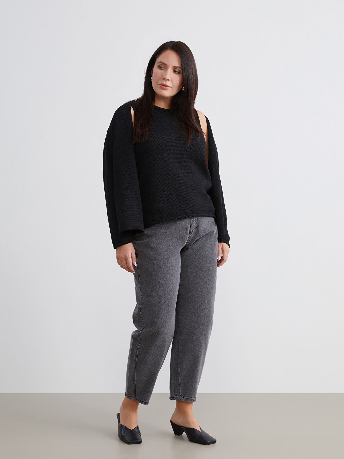 Soulife Büyük Beden Mom Fit Kadın Jean Pantolon