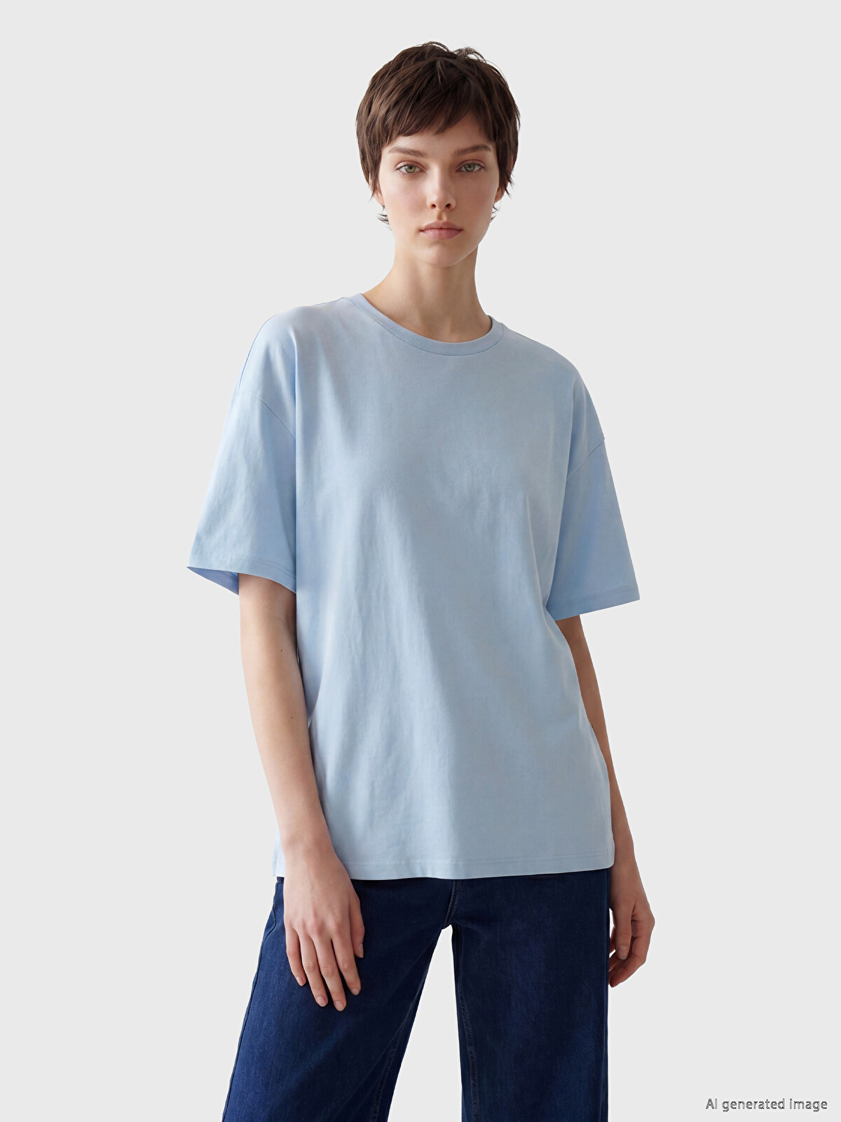Soulife Plus Size 100% Cotton Women's T-shirt - S6T270Z8-CU5 | LC