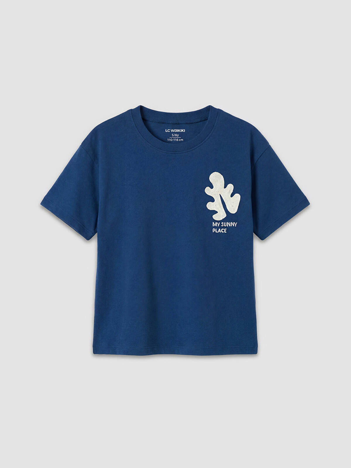 ○○ LCW Kids Lacivert Bisiklet Yaka Baskılı Erkek Çocuk Tişört