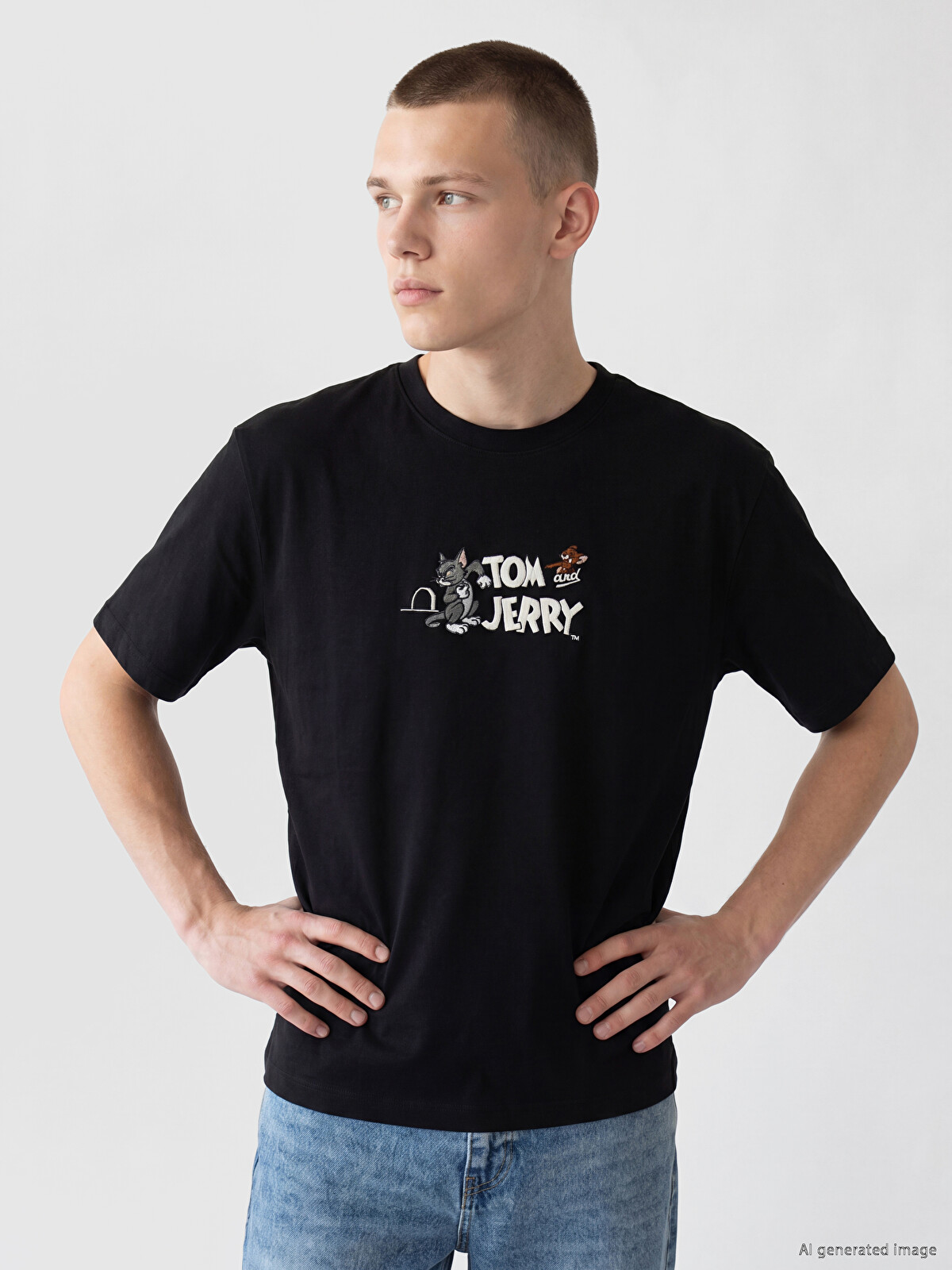 XSIDE Tom & Jerry Printed 100% Cotton Men's T-Shirt - S6U206Z8-CVL