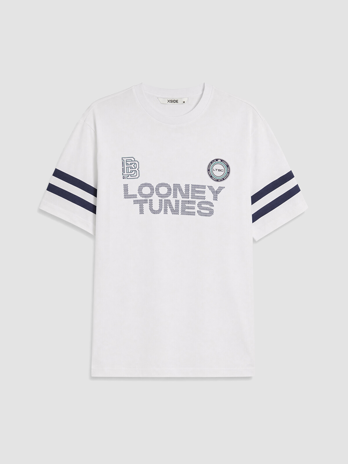 XSIDE Beyaz Bisiklet Yaka Looney Tunes Baskılı Erkek Tişört