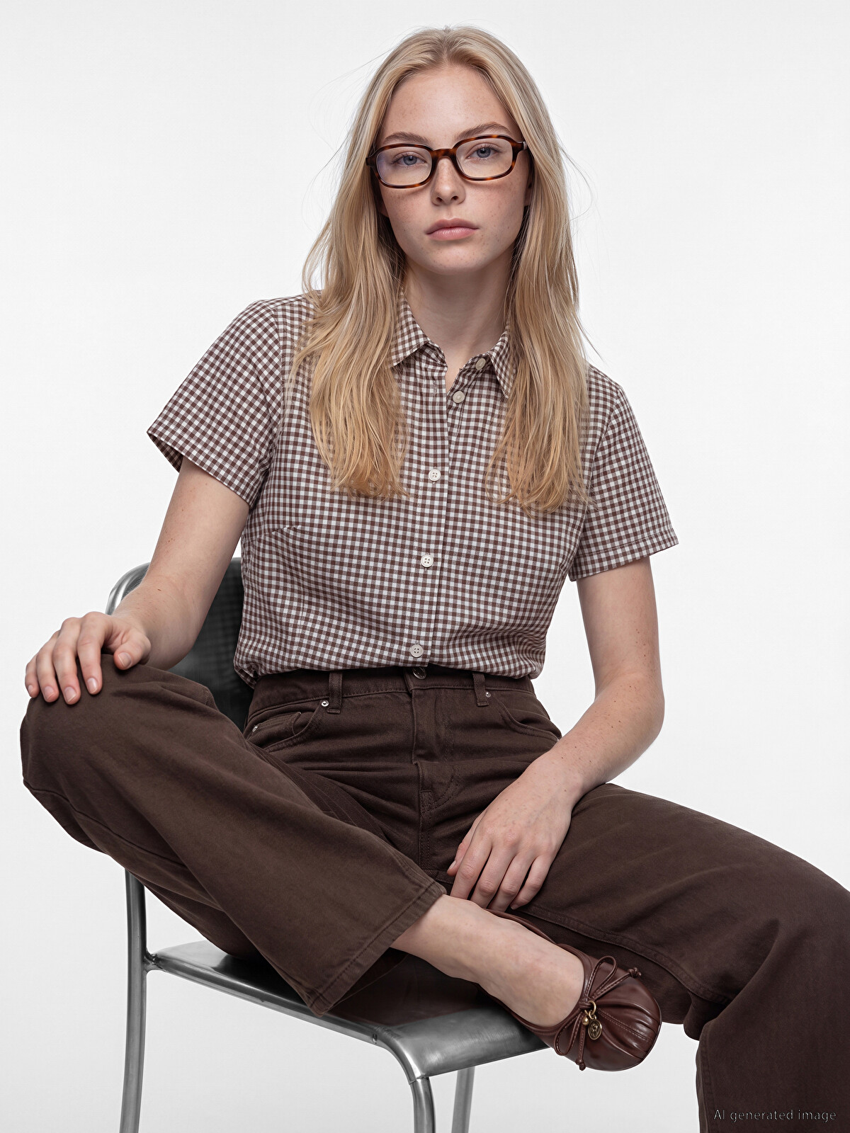 XSIDE Plaid Short Sleeve Women's Shirt - S6U679Z8-LLL | LC Waikiki