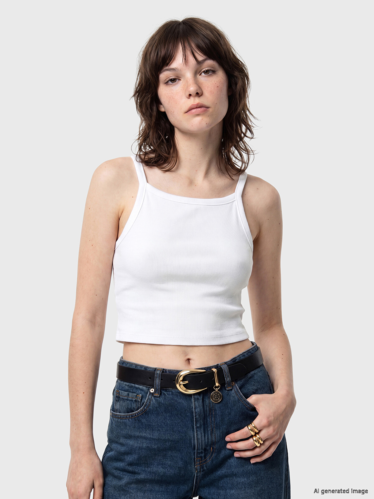 XSIDE Beyaz U Yaka Kadın Fitilli Crop - S6U736Z8-Q6K | LCW