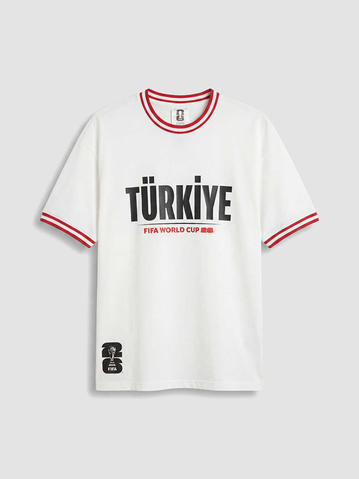 XSIDE ACTIVE Beyaz Bisiklet Yaka Türkiye Fıfa 2026 Baskılı Erkek