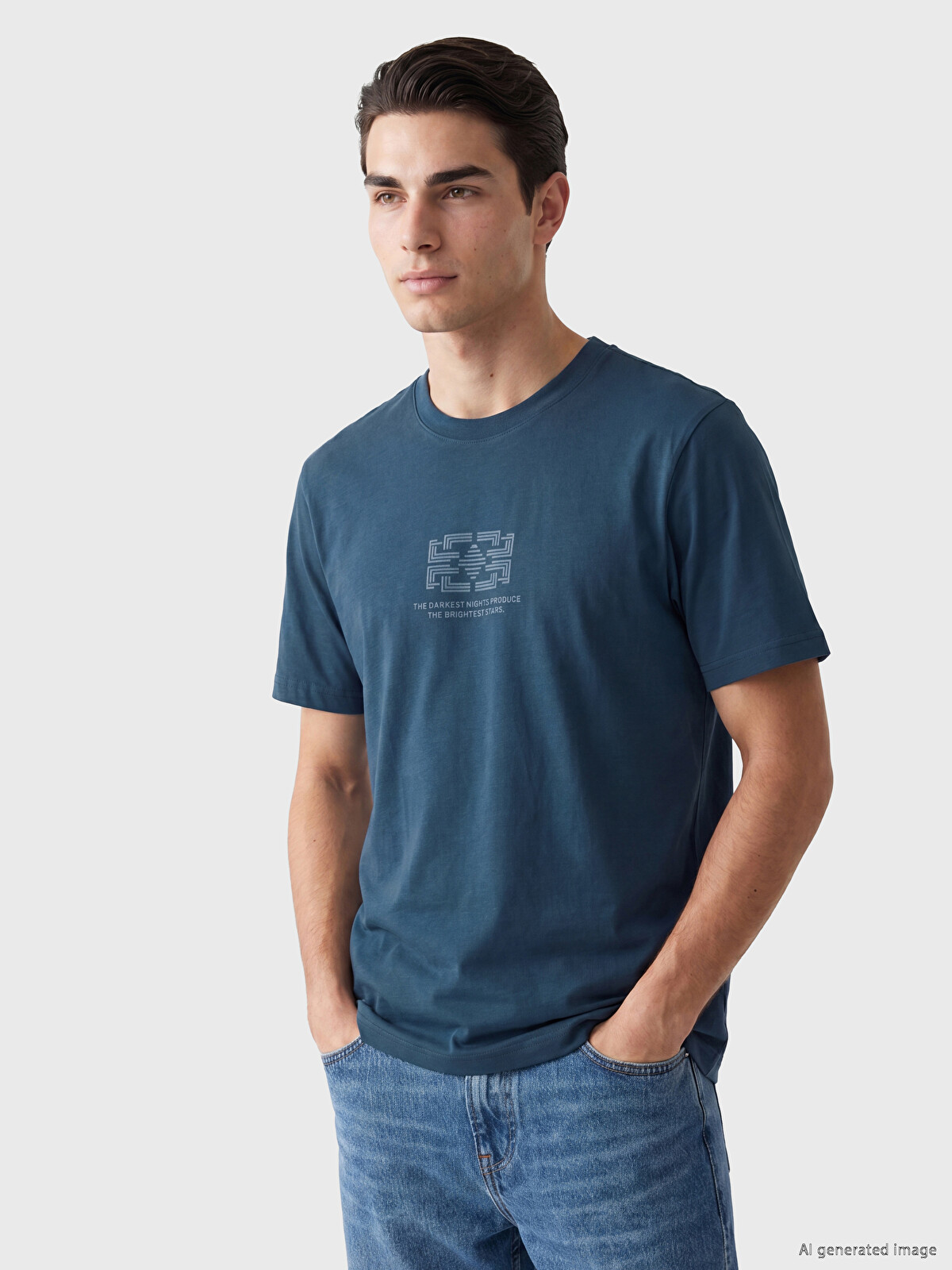 8YARDS Men’s ERITSUKI LCWAIKIKI Classic Bisiklet Yaka Baskılı Erkek Tişört - S6U789Z8