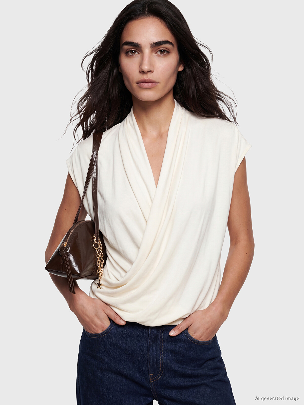 LCW Vision Double Breasted Ruched Blouse - S6V179Z8-FDH | LC Waikiki