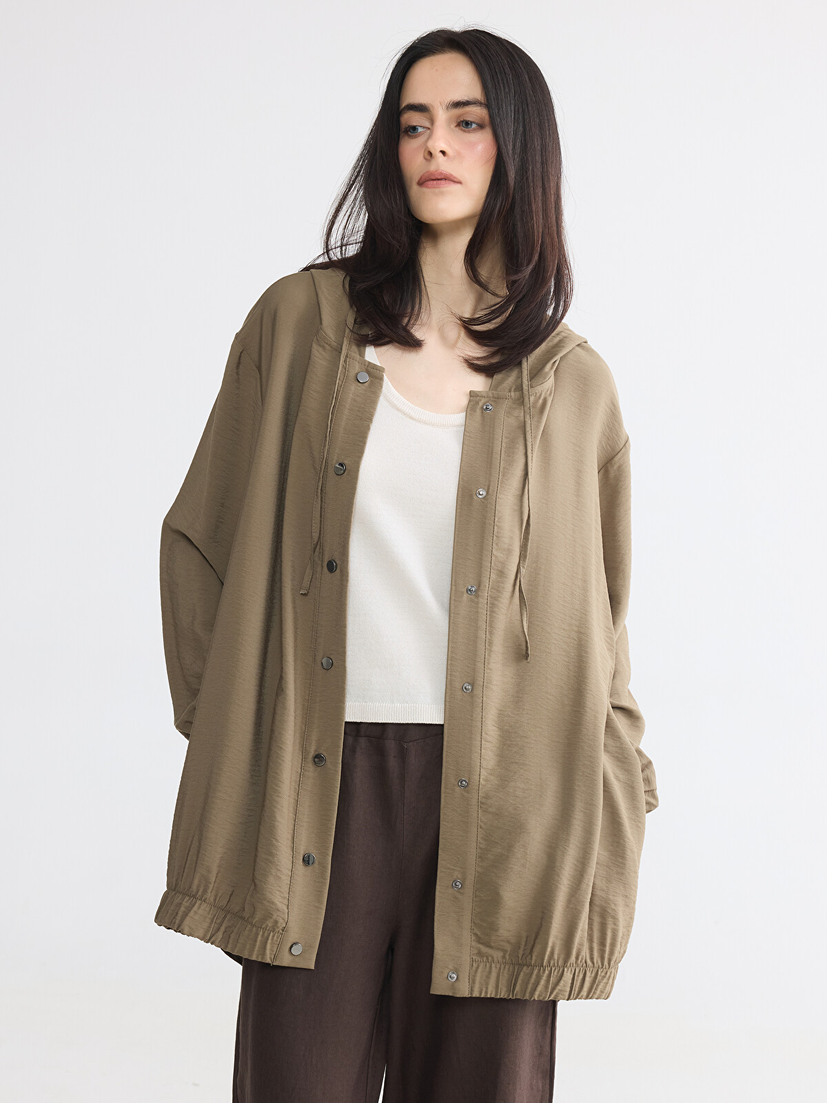 としゆき LCW EVERYDAY Haki Kapüşonlu Kadın Tunik - S6V334Z8-10O | LCW
