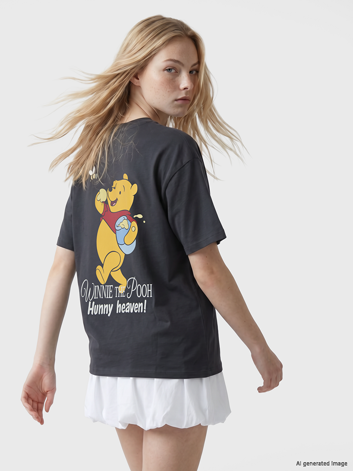 XSIDE Winnie The Pooh Baskılı %100 Pamuklu Kadın Tişört - S6V956Z8