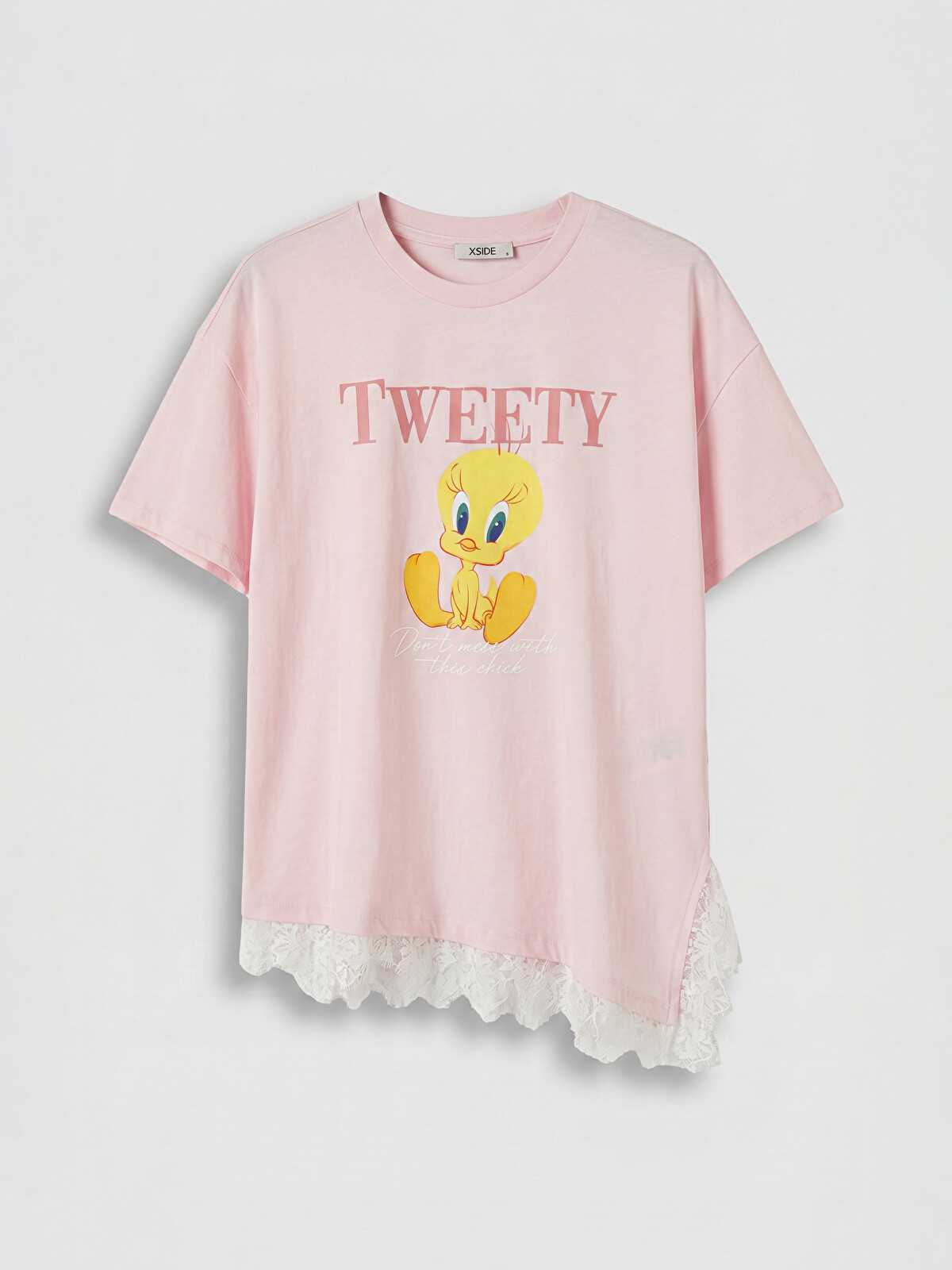 XSIDE Tweety Baskılı Dantel Detaylı Kadın Tişört - S6Y012Z8-14N