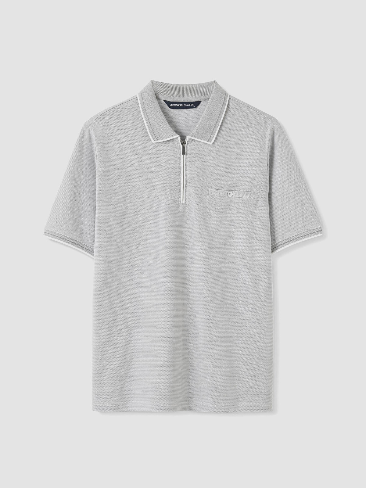 LCWAIKIKI Classic Gri Polo Yaka Dokulu Erkek Tişört - S6QH46Z8-MKJ