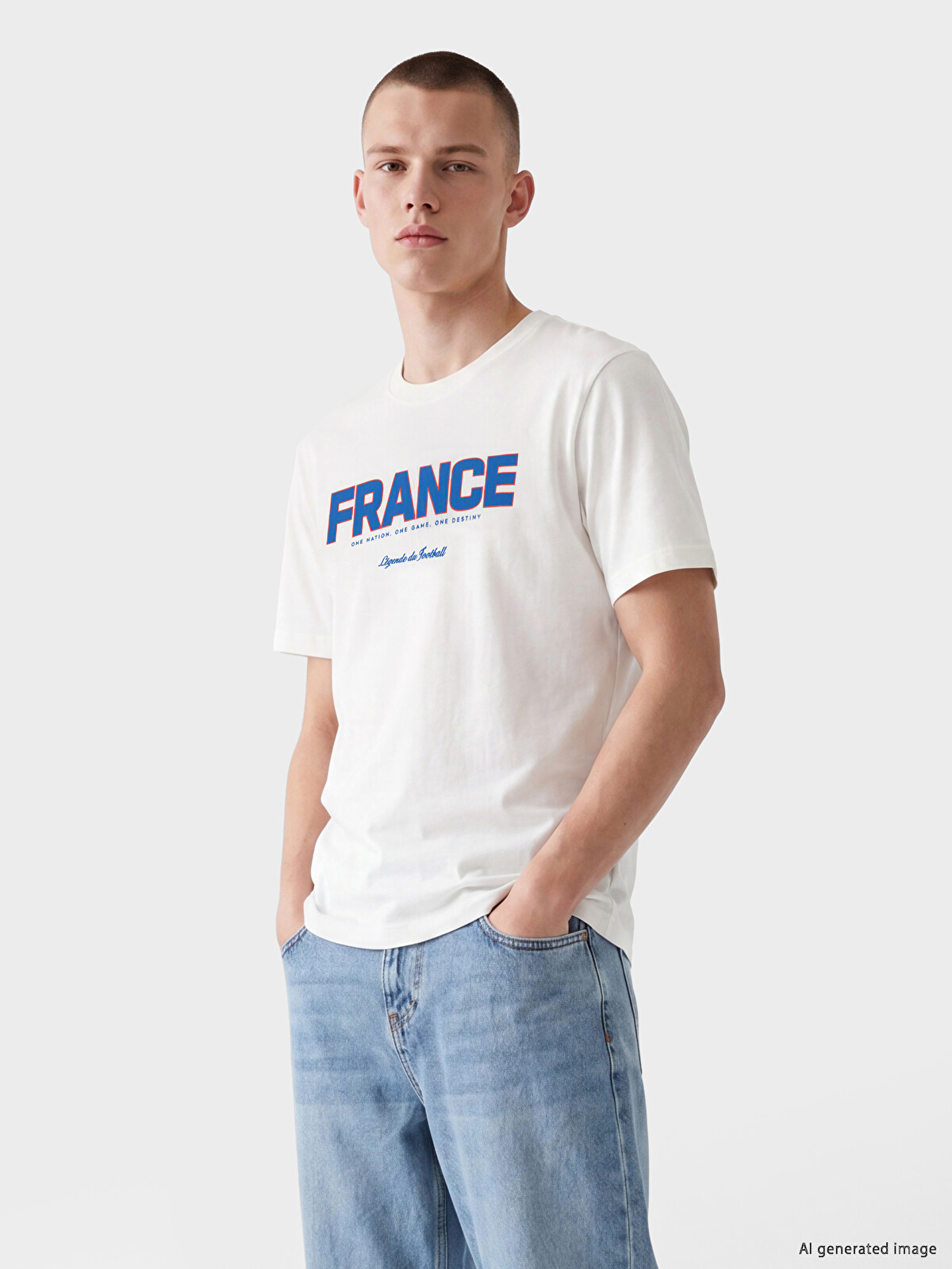 XSIDE Crew Neck France Printed Men's T-shirt - S6QK24Z8-R9J | LC