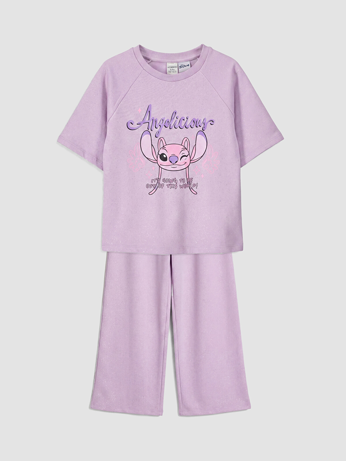 LCW Kids Lila Angel Baskılı Simli Kız Çocuk Takım - S6QL53Z4-G3W | LCW